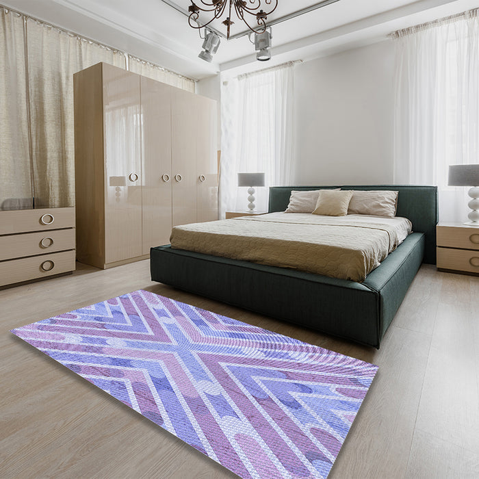 Patterned Purple Rug in a Bedroom, pat1834blu