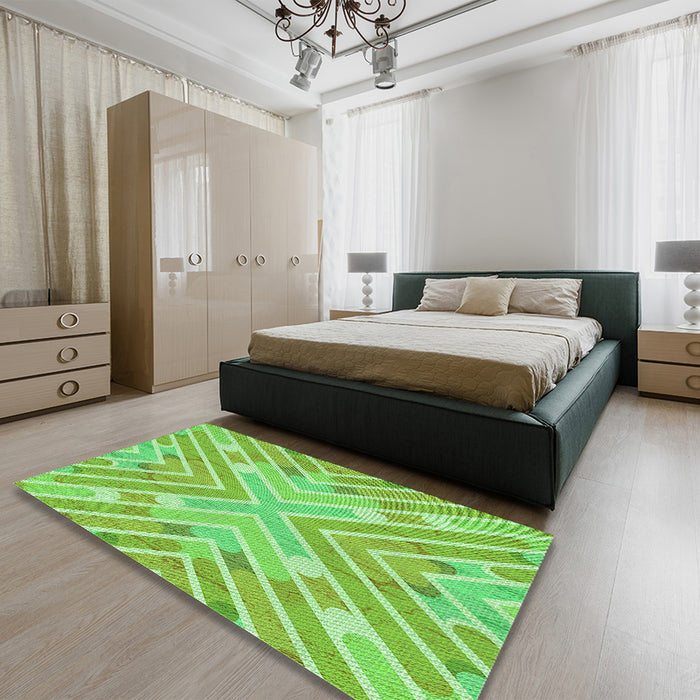 Patterned Emerald Green Rug in a Bedroom, pat1834grn