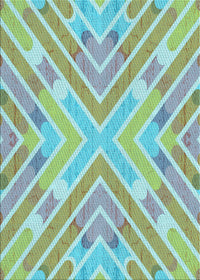 Machine Washable Transitional Green Rug, wshpat1834lblu