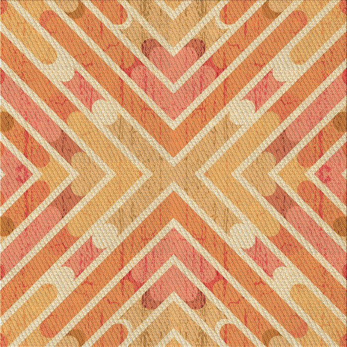 Round Patterned Yellow Orange Rug, pat1834org