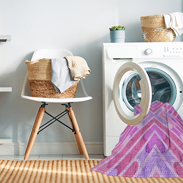 Machine Washable Transitional Pastel Purple Pink Rug in a Washing Machine, wshpat1834pur