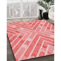 Patterned Pastel Pink Rug, pat1834rd