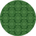 Square Machine Washable Transitional Deep Emerald Green Rug in a Living Room, wshpat1835grn