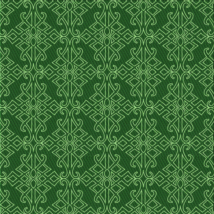 Round Machine Washable Transitional Deep Emerald Green Rug, wshpat1835grn