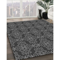 Patterned Charcoal Black Rug, pat1835gry