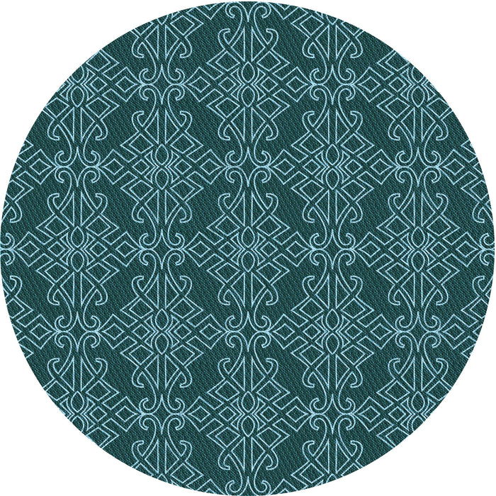 Square Machine Washable Transitional Deep Teal Green Rug in a Living Room, wshpat1835lblu