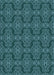 Machine Washable Transitional Deep Teal Green Rug, wshpat1835lblu