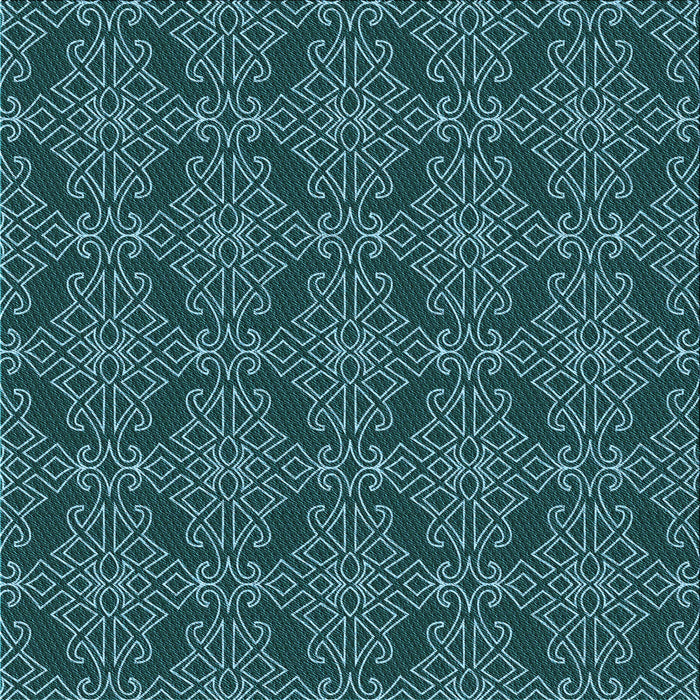 Round Patterned Deep Teal Green Rug, pat1835lblu