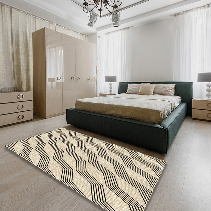 Patterned Wheat Beige Rug in a Bedroom, pat1836brn