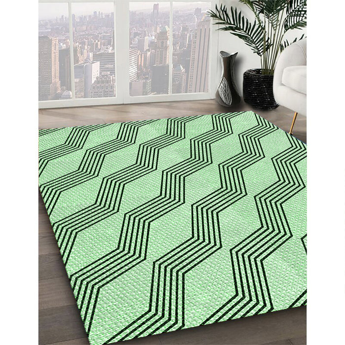 Patterned Mint Green Rug in Family Room, pat1836grn