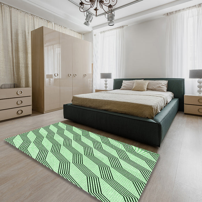 Patterned Mint Green Rug in a Bedroom, pat1836grn