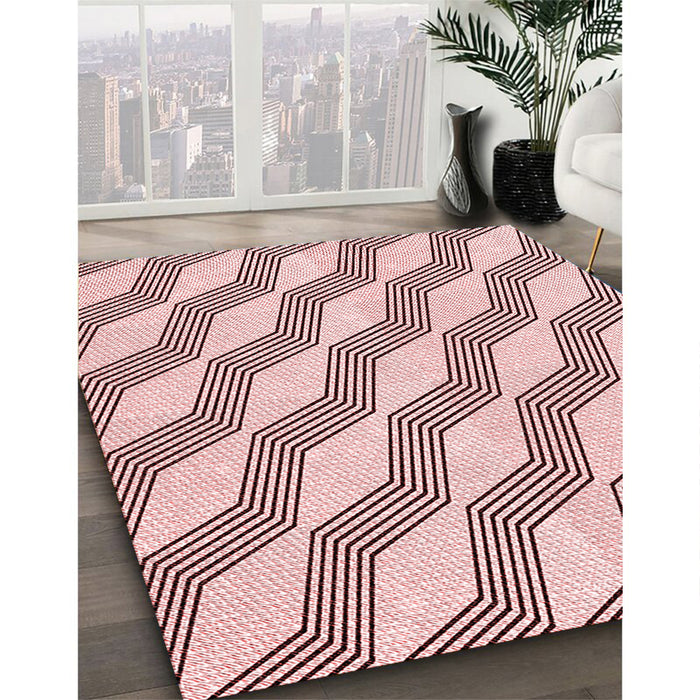 Patterned Light Rose Pink Rug in Family Room, pat1836rd