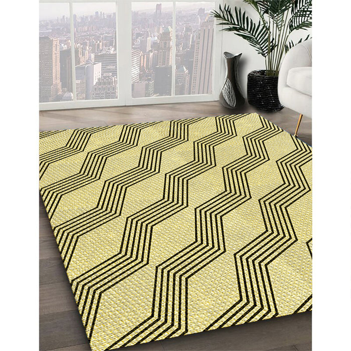 Machine Washable Transitional Mustard Yellow Rug in a Family Room, wshpat1836yw
