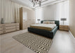 Patterned Midnight Gray Rug in a Bedroom, pat1837brn