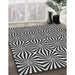 Patterned Charcoal Black Rug in Family Room, pat1837gry