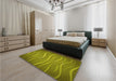 Patterned Olive Green Rug in a Bedroom, pat1839yw