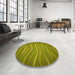 Round Patterned Olive Green Rug in a Office, pat1839yw