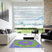 Square Patterned Slate Blue Modern Rug in a Living Room, pat183