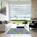 Square Machine Washable Transitional Slate Blue Rug in a Living Room, wshpat183