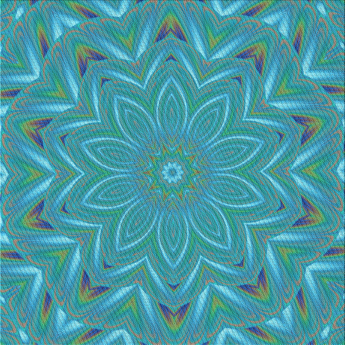 Round Patterned Deep-Sea Green Rug, pat184lblu