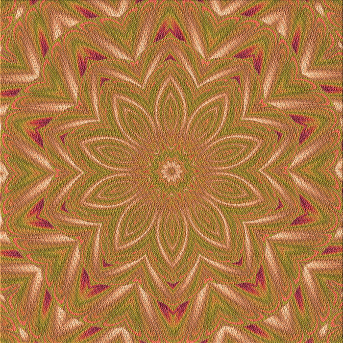 Round Patterned Orange Rug, pat184org