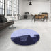 Round Patterned Deep Periwinkle Purple Rug in a Office, pat1840blu