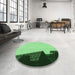 Round Patterned Forest Green Rug in a Office, pat1840grn