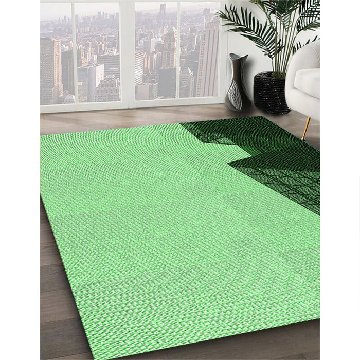 Patterned Forest Green Rug in Family Room, pat1840grn