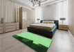 Patterned Forest Green Rug in a Bedroom, pat1840grn