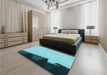 Patterned Dark Cyan Green Rug in a Bedroom, pat1840lblu