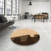 Round Patterned Saddle Brown Rug in a Office, pat1840org