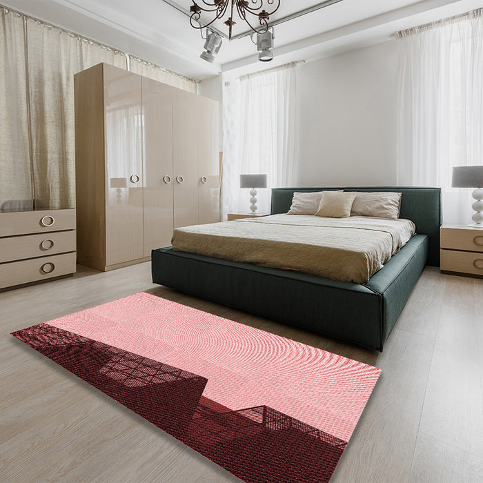 Patterned Baby Pink Rug in a Bedroom, pat1840rd