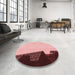 Round Patterned Baby Pink Rug in a Office, pat1840rd