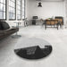 Round Patterned Platinum Gray Novelty Rug in a Office, pat1840