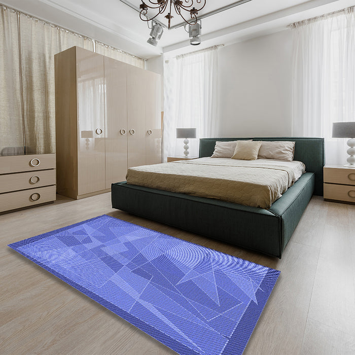 Round Machine Washable Transitional Sky Blue Rug in a Office, wshpat1841blu