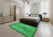 Patterned Neon Green Rug in a Bedroom, pat1841grn