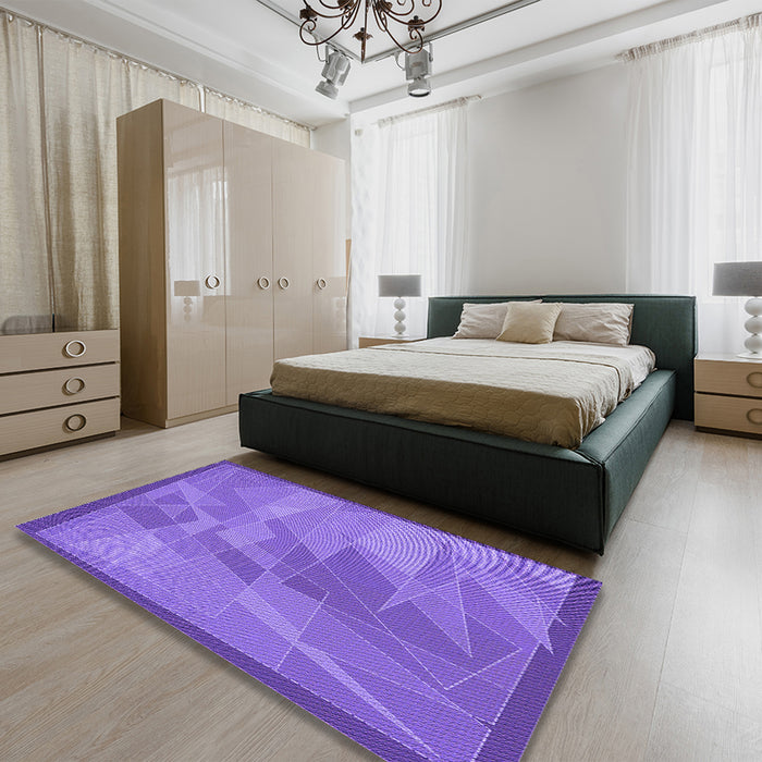 Round Machine Washable Transitional Purple Mimosa Purple Rug in a Office, wshpat1841pur