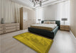 Patterned Dark Yellow Green Rug in a Bedroom, pat1841yw