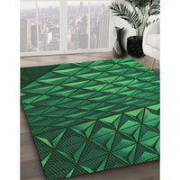 Patterned Deep Teal Green Rug, pat1842grn