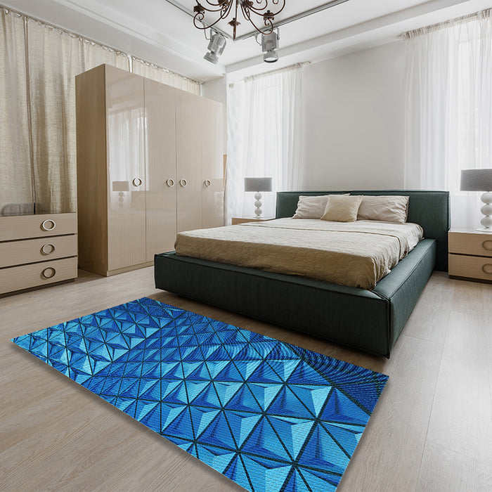 Patterned Blueberry Blue Rug in a Bedroom, pat1842lblu
