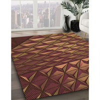 Patterned Vermilion Red Rug, pat1842org