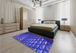 Patterned Cobalt Blue Rug in a Bedroom, pat1842pur