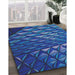 Patterned Blue Novelty Rug in Family Room, pat1842