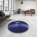 Round Patterned Night Blue Rug in a Office, pat1843blu