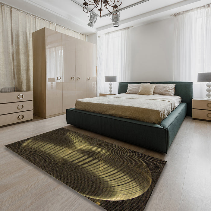 Patterned Oak Brown Rug in a Bedroom, pat1843brn