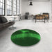 Round Patterned Green Rug in a Office, pat1843grn