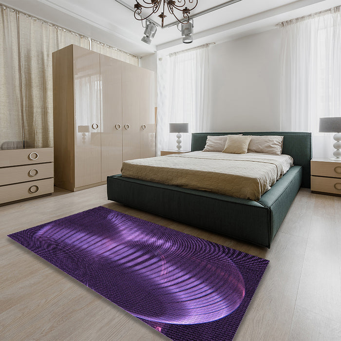 Round Machine Washable Transitional Purple Violet Purple Rug in a Office, wshpat1843pur