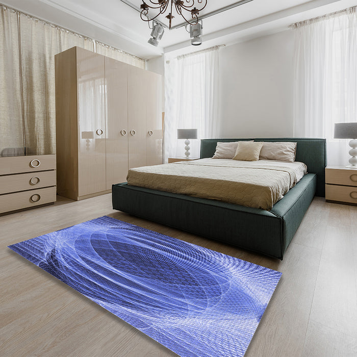 Patterned Sky Blue Rug in a Bedroom, pat1844blu