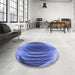 Round Patterned Sky Blue Rug in a Office, pat1844blu