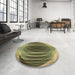 Round Patterned Brass Green Rug in a Office, pat1844brn